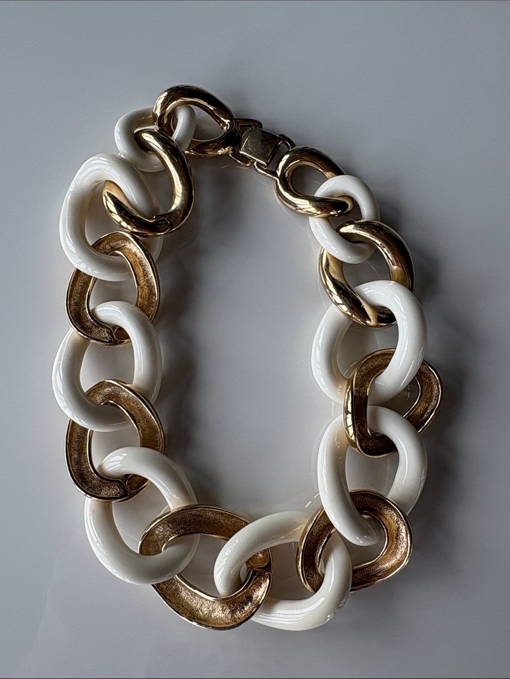 Givenchy White and Gold Link Statement Necklace